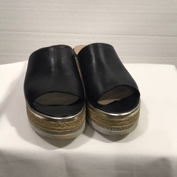Leather black platform slides - Picture 2 of 5